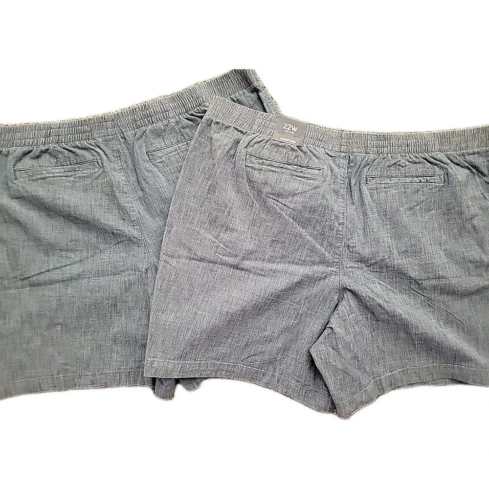 Lands’ End Bermuda Shorts 22W Chambray Blue Pockets Mid Rise Cotton Spandex Lot - Picture 4 of 8